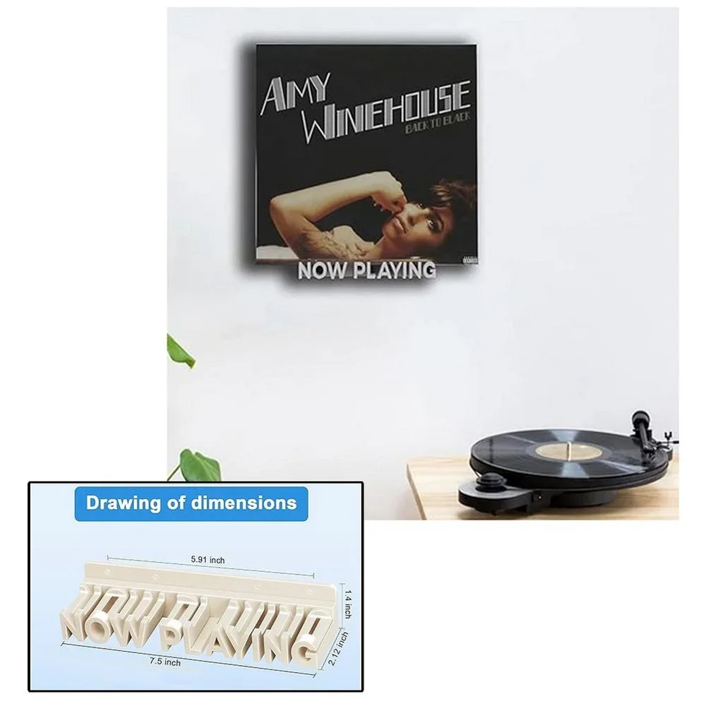 Now Playing Vinyl Record Stand Wall Mount holder display ivory white color